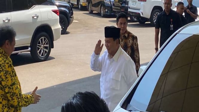 Prabowo Hadiri Rapimnas Partai Golkar, Siap Mengumumkan Calon Wakil Presiden?