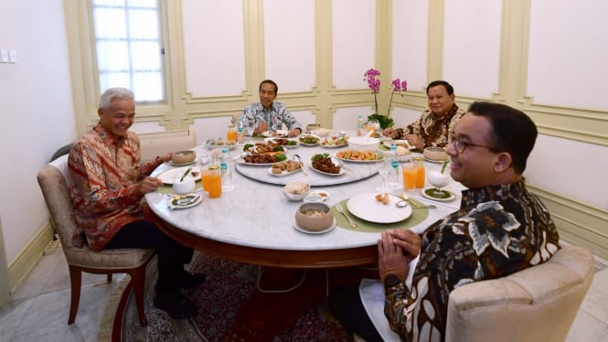 Prabowo dan Anies Bersama-sama Unggah Foto Bersama Jokowi, Ganjar Tidak