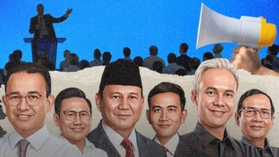 Hasil survei: Prabowo-Gibran unggul dengan 58,83%, disusul AMIN dengan 24,49%, dan Ganjar-Mahfud dengan 16,68%