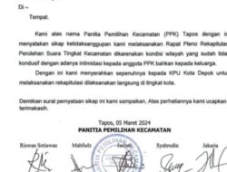 Intimidasi Dirasakan oleh PPK Tapos Depok, Seorang Anggota Tak Mampu Bertahan dan Memilih Mundur